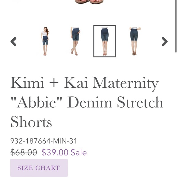 Kimi+Kai Maternity Over Belly 9” Bermuda Jean Shorts Abbie Rolled Cuff 30 10 - Picture 7 of 7